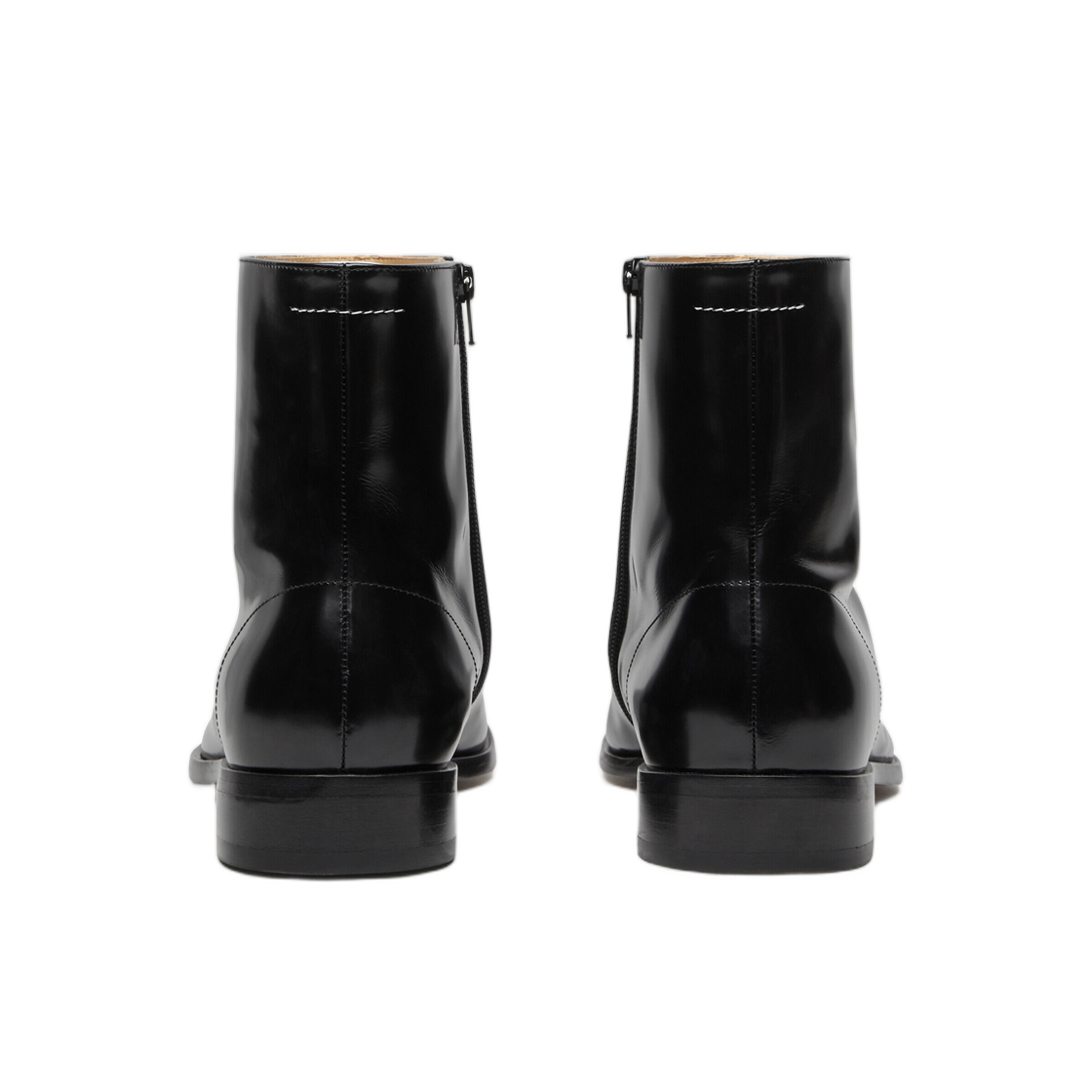 MM6 메종 마르지엘라 폴리쉬드 레더 앵클 부츠 블랙(MM6 Maison Margiela Polished Leather Ankle Boots Black) - 3