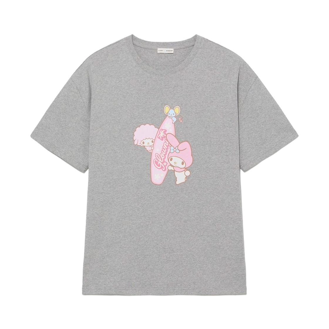 (W) 글로니 x 마이 멜로디 프렌즈 박시 티셔츠 멜란지 그레이((W) Glowny x My Melody Friends Boxy T-Shirt Melange Gray)