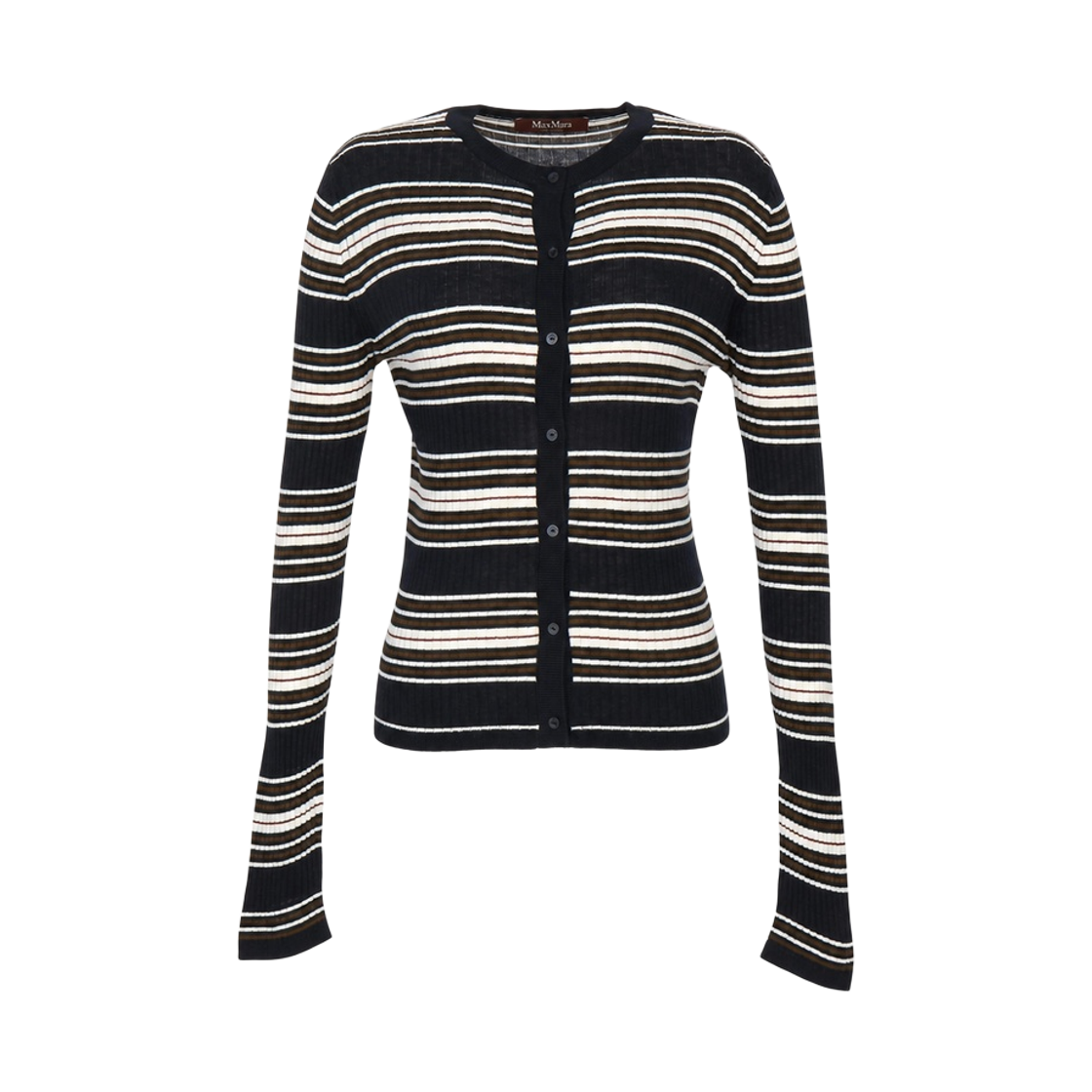 (W) 막스마라 스튜디오 피옴보 자수 실크 블렌드 가디건 블랙((W) Max Mara Studio Piombo Embroidered Silk Blend Cardigan Black)