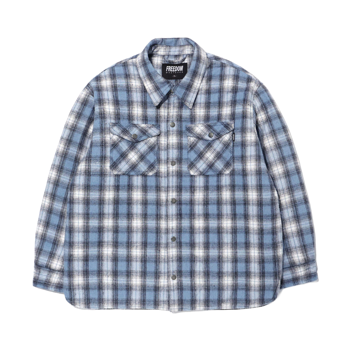 프리덤 백 로고 체크 셔츠 자켓 스카이블루(FREEDOM Back Logo Check Shirt Jacket Sky Blue)