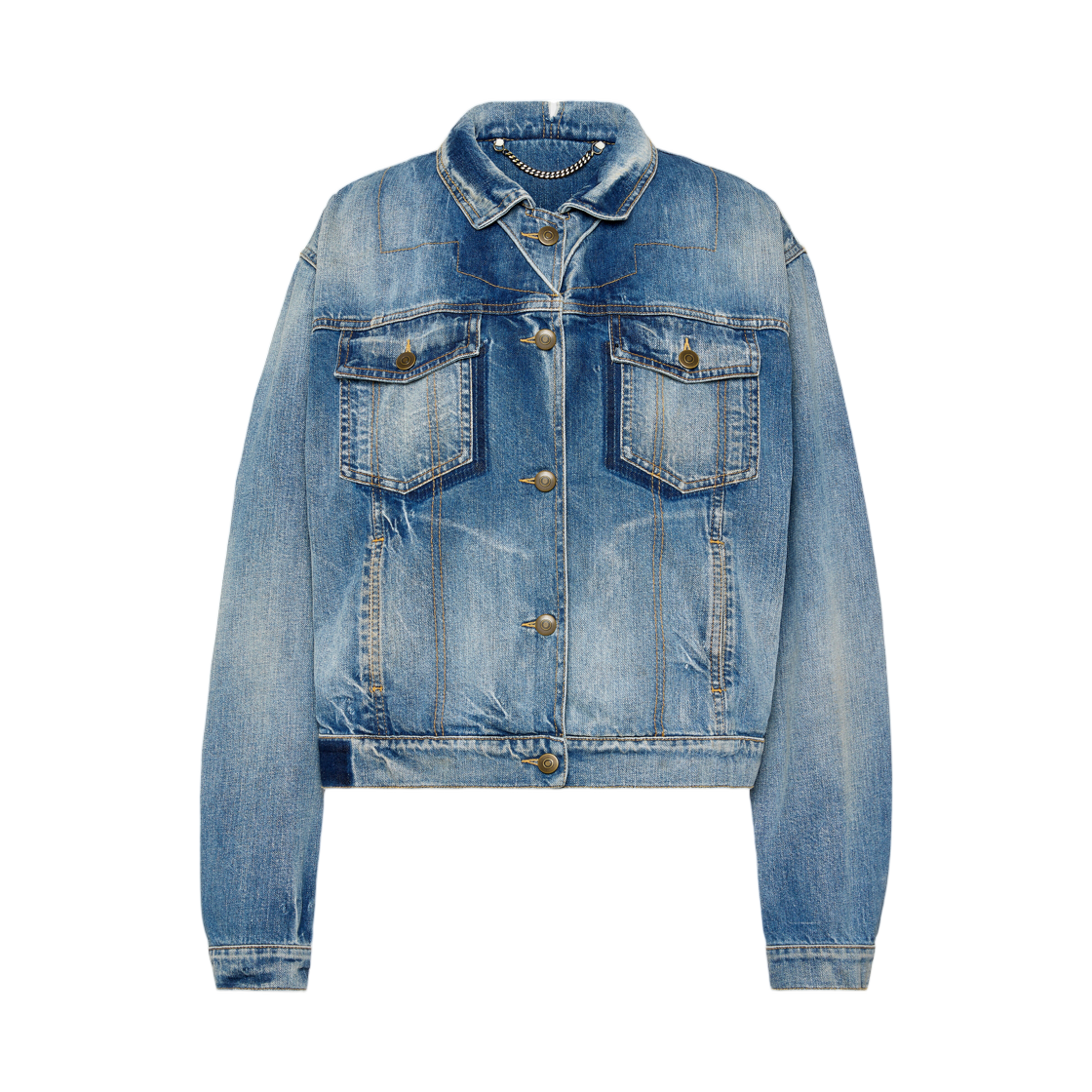 S51AM0530M30034964 (W) Maison Margiela Folded Collar Denim Jacket Blue Jeans