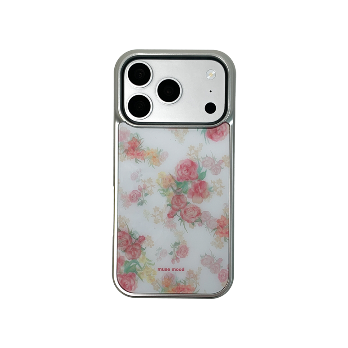 뮤즈무드 로즈 레터 실버 에폭시 휴대폰 케이스(Musemood Rose Letter Silver Epoxy Phone Case)