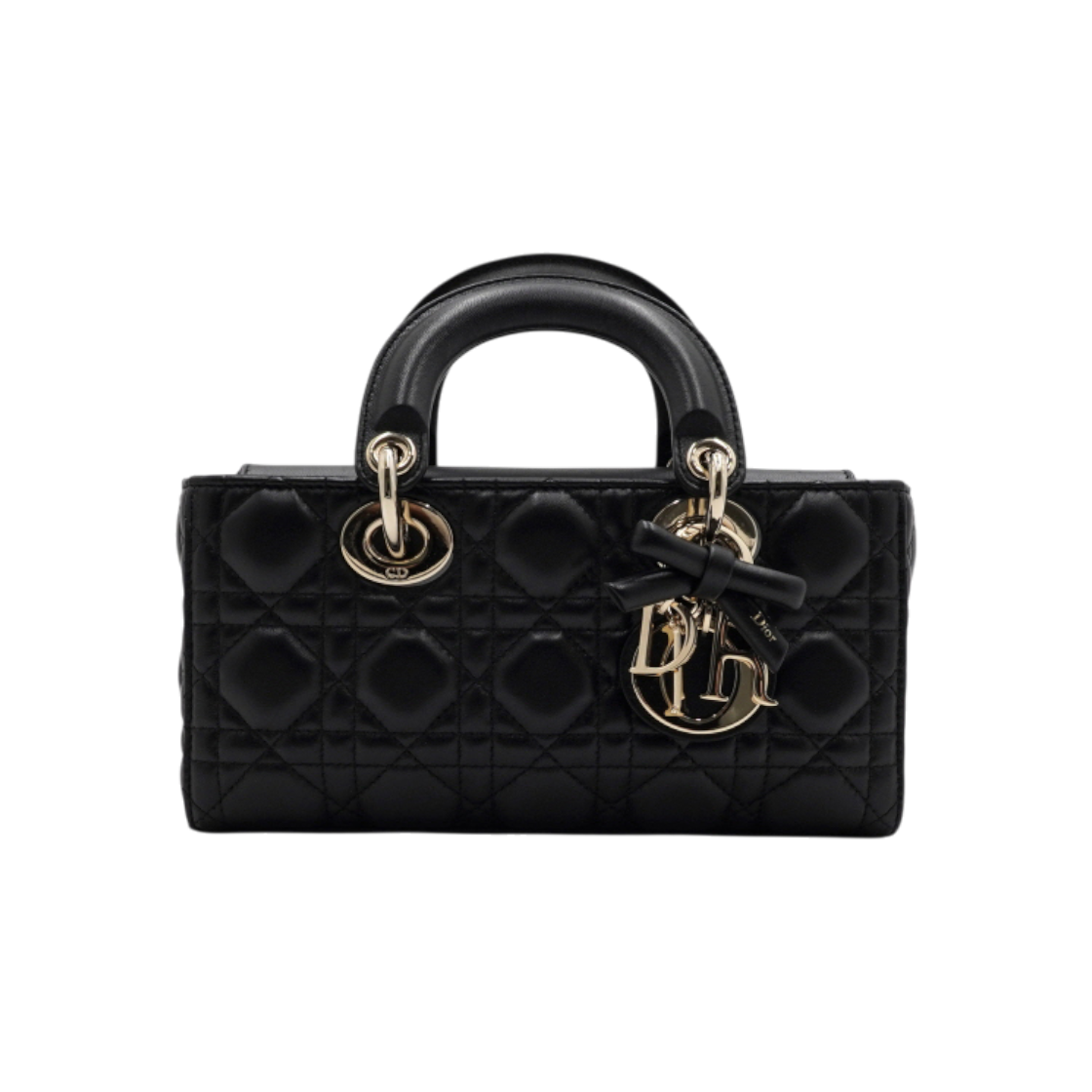 ITFM4M4GWU3S Dior D-Joy Small Tote & Shoulder Bag in Black Cannage Lambskin