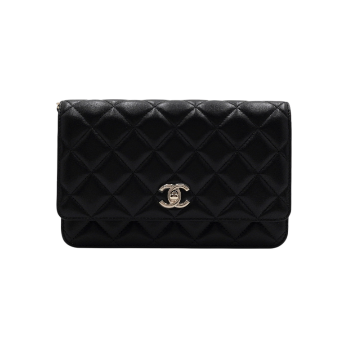 ITSUQEGU6BUL Chanel Black Lambskin Champagne Gold CC Logo Chain WOC Crossbody Bag