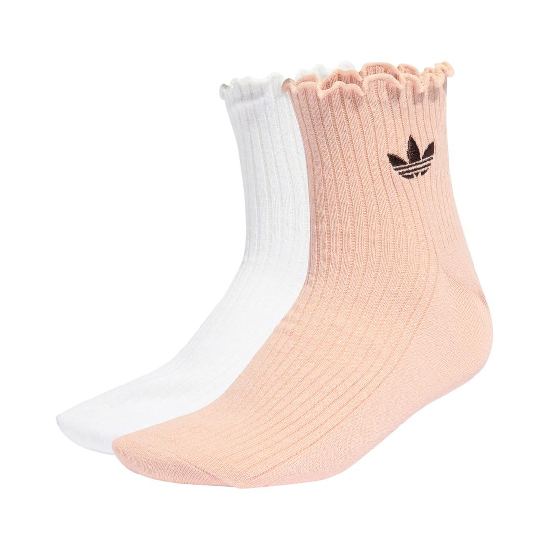KD8369 Adidas Original Ruffle Quarter Socks Blush Pink White (2 Pack)
