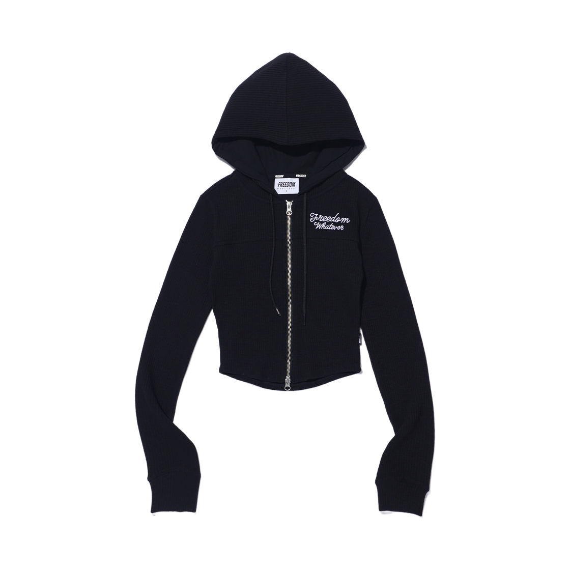 FD25FWHZ0140BK FREEDOM Slim Ribbed 2 Way Hood Zip-up Black