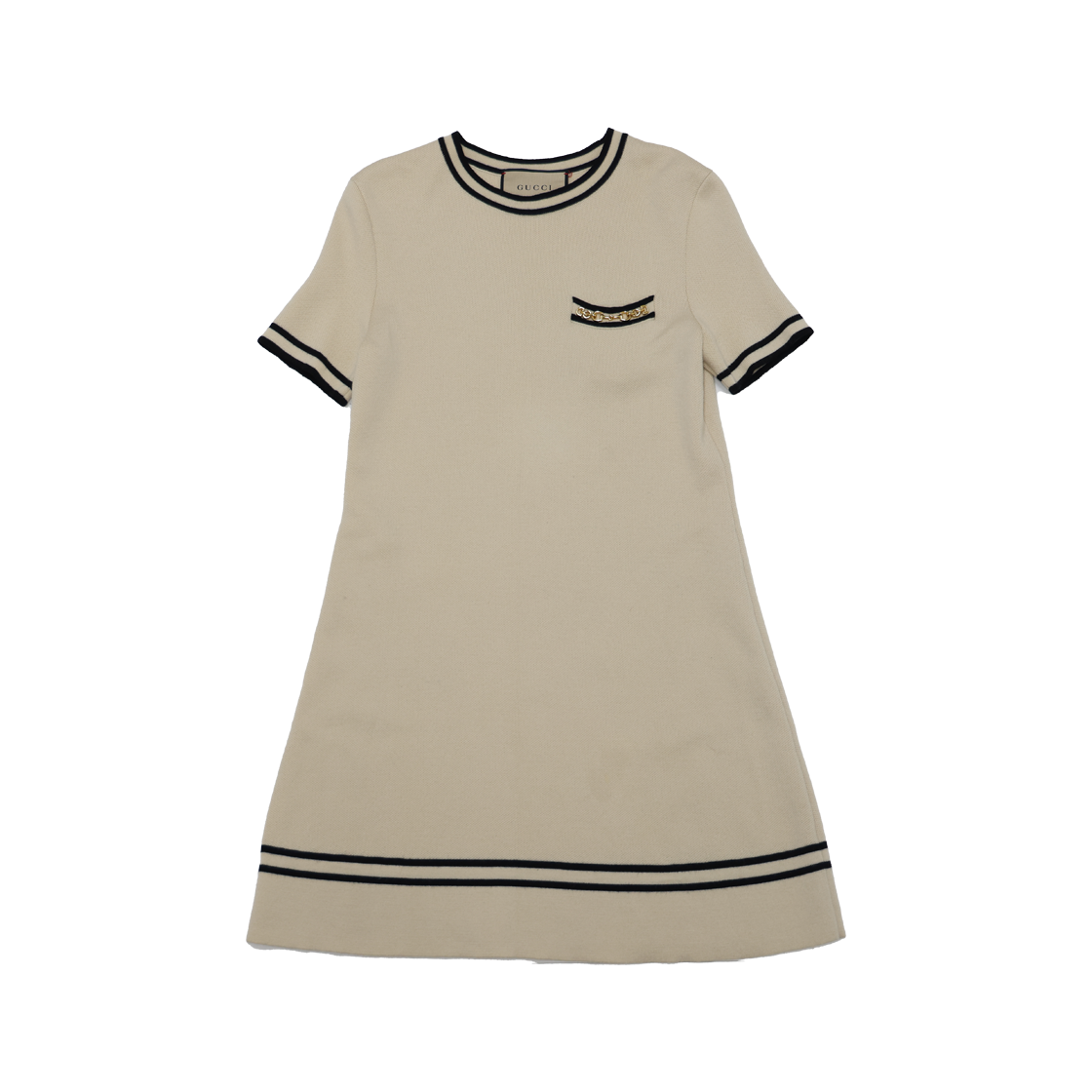 ITQ2C624D4OA Gucci Contrast Trim Wool Dress White