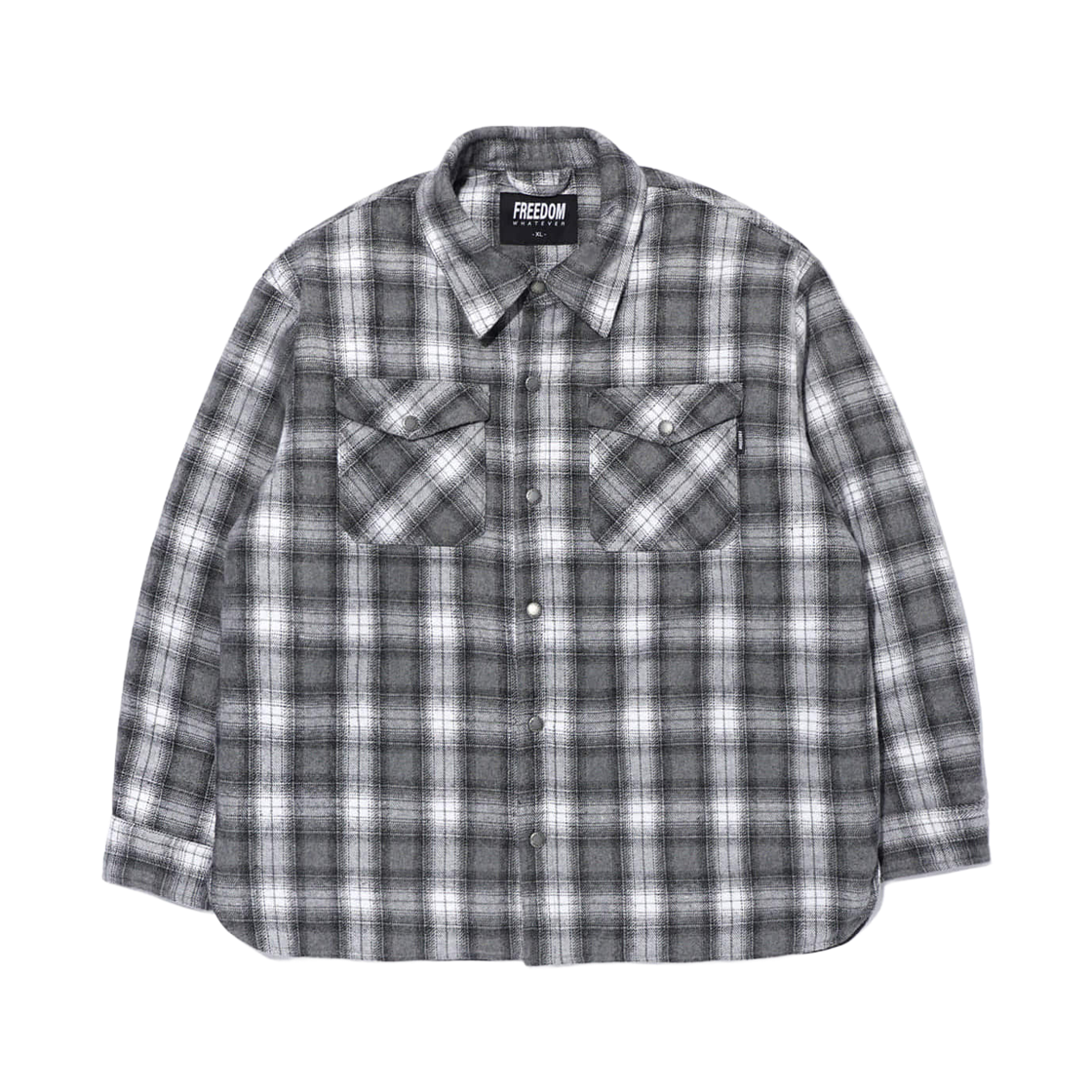 프리덤 백 로고 체크 셔츠 자켓 블랙(FREEDOM Back Logo Check Shirt Jacket Black)