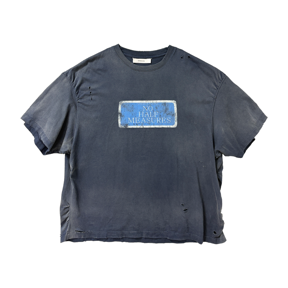 논노드 퍼커링 모토 티셔츠 네이비(Nonnod Puckering Motto T-Shirt Navy)