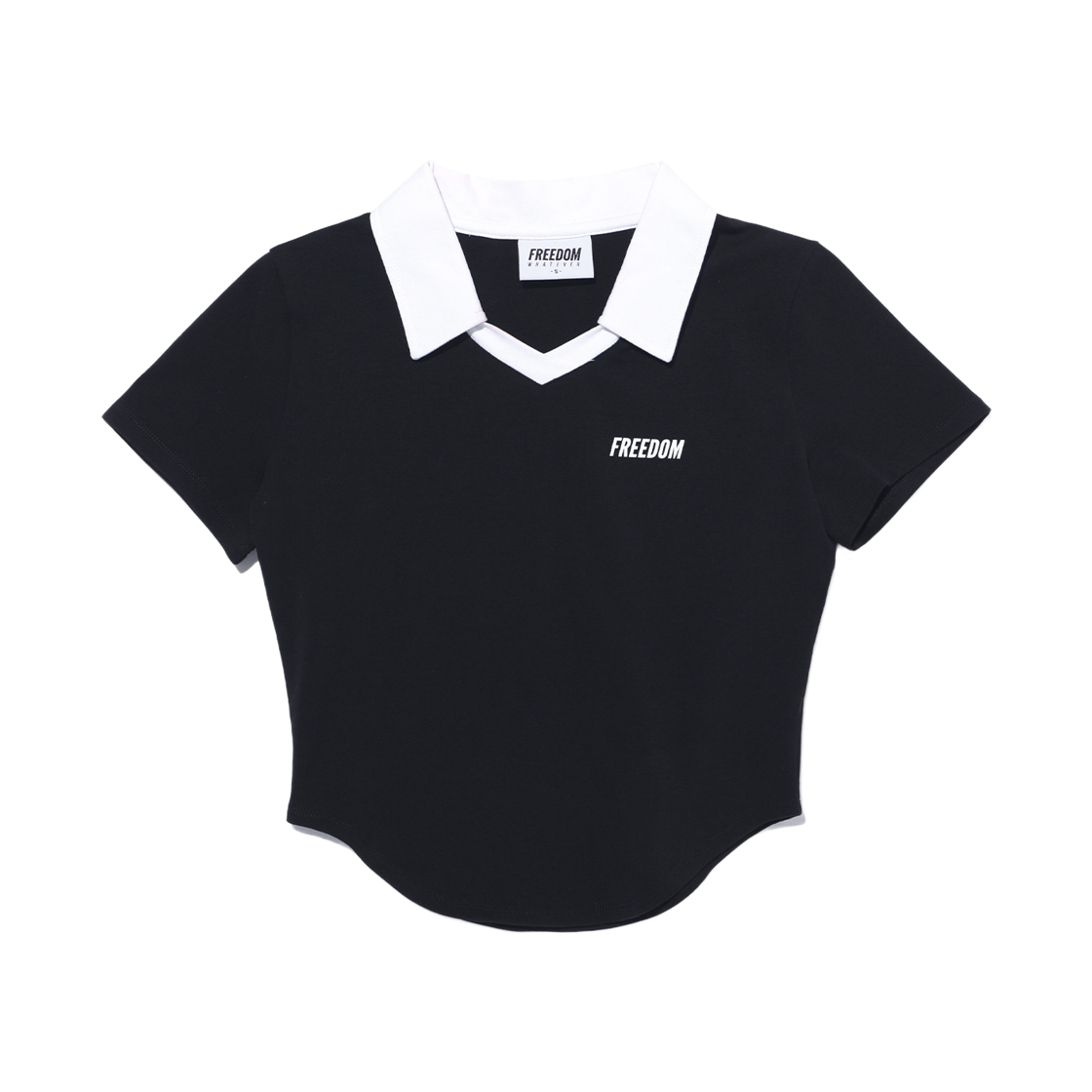 FD26MWTS0450BK FREEDOM Contrast Open Collar Short Sleeve Black