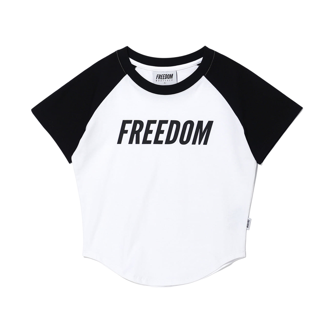 FD25MWTS0750BK FREEDOM Womens Logo Raglan Crop T-Shirts Black