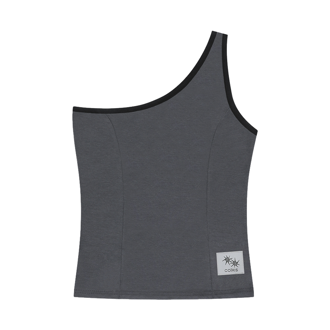 코이리스 데이즈 원 숄더 슬림 라인 배색 슬리브리스 차콜(Coiris Daze One Shoulder Slim Line Sleeveless Charcoal) - 2