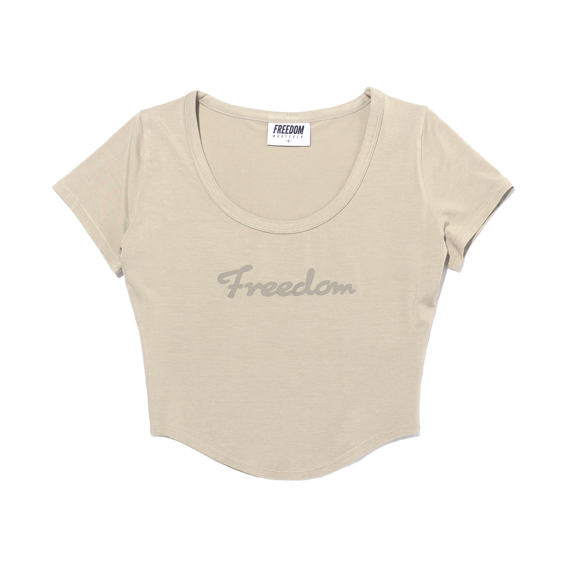 FD26MWTS046SBE FREEDOM Modal U-neck Crop Short Sleeve Sand Beige