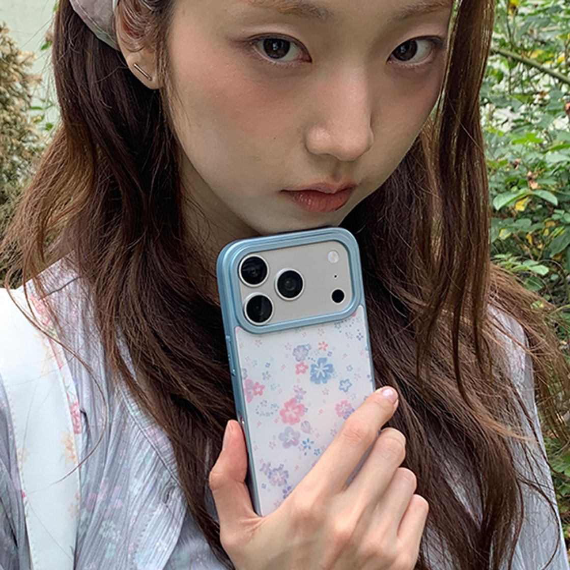 뮤즈무드 알로하 플라워 블루 범퍼 휴대폰 케이스(Musemood Aloha Flower Blue Bumper Phone Case) - 4