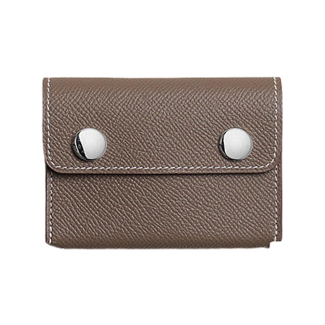 H088574CK18 Hermes Hermesnap Ii Card Holder Epsom Calfskin & Palladium Etoupe
