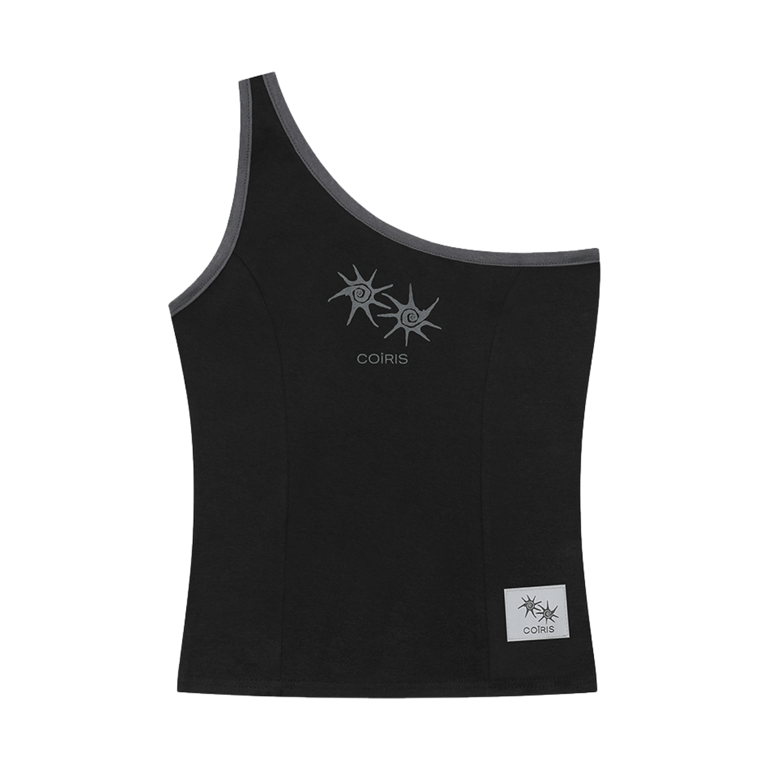 C-P00000JN Coiris Daze One Shoulder Slim Line Sleeveless Black