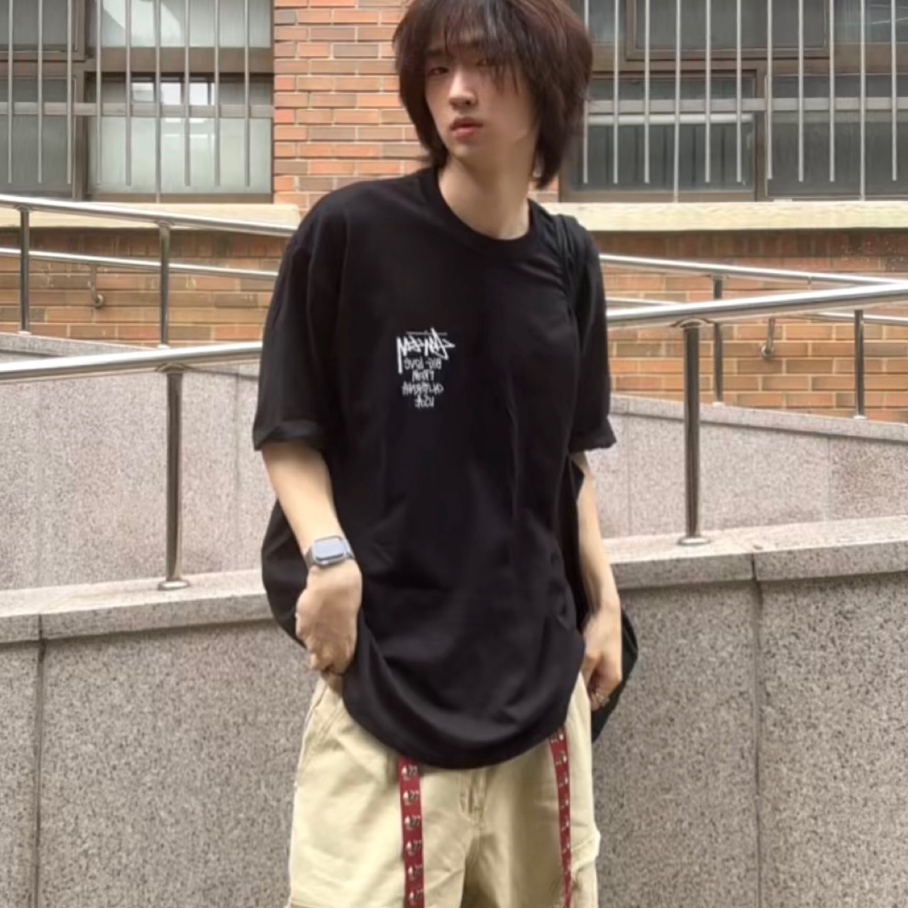 Stussy Big Love T-Shirt Black 착용 스타일 - 5