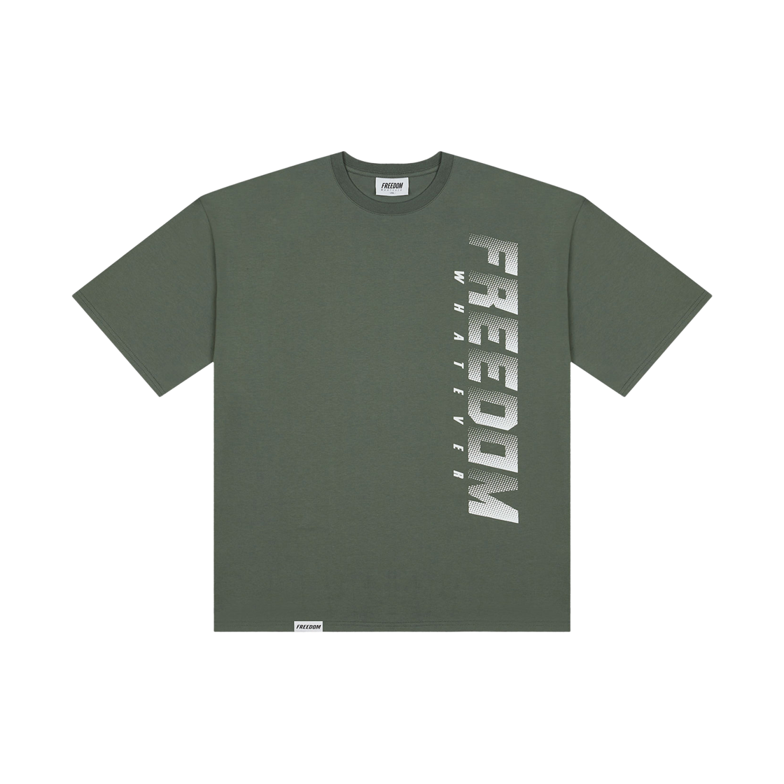 프리덤 프리덤 사이드 로고 티셔츠 카키/화이트(FREEDOM FREEDOM Side Logo T-shirts Khaki/White)