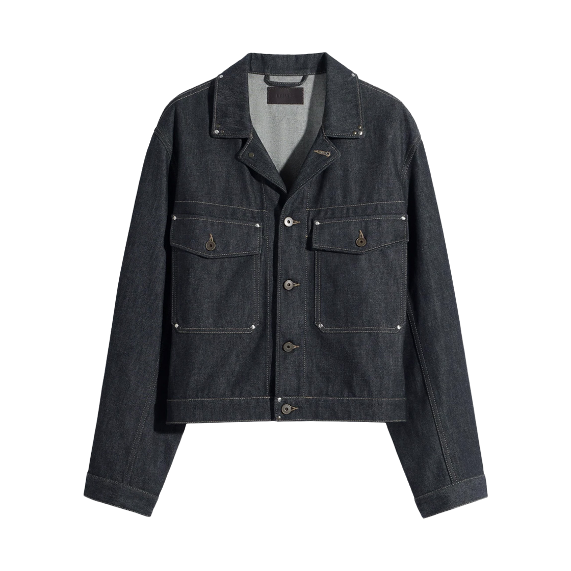 OW1234-LD1061-965 Lemaire Heavy Denim Studded Trucker Jacket in Slate
