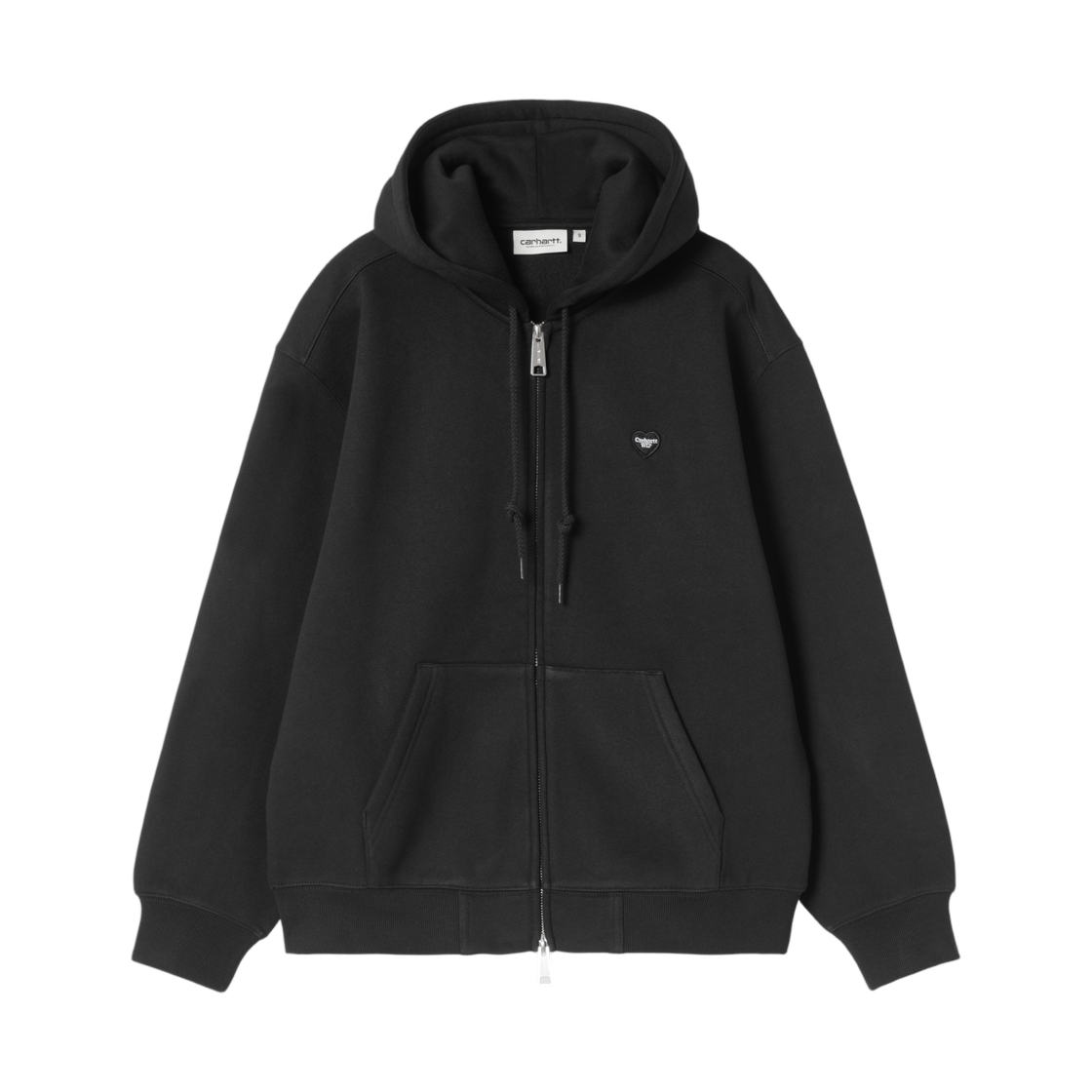 I037153-00E-XX (W) Carhartt WIP Hooded Small Heart Patch Jacket Black Black
