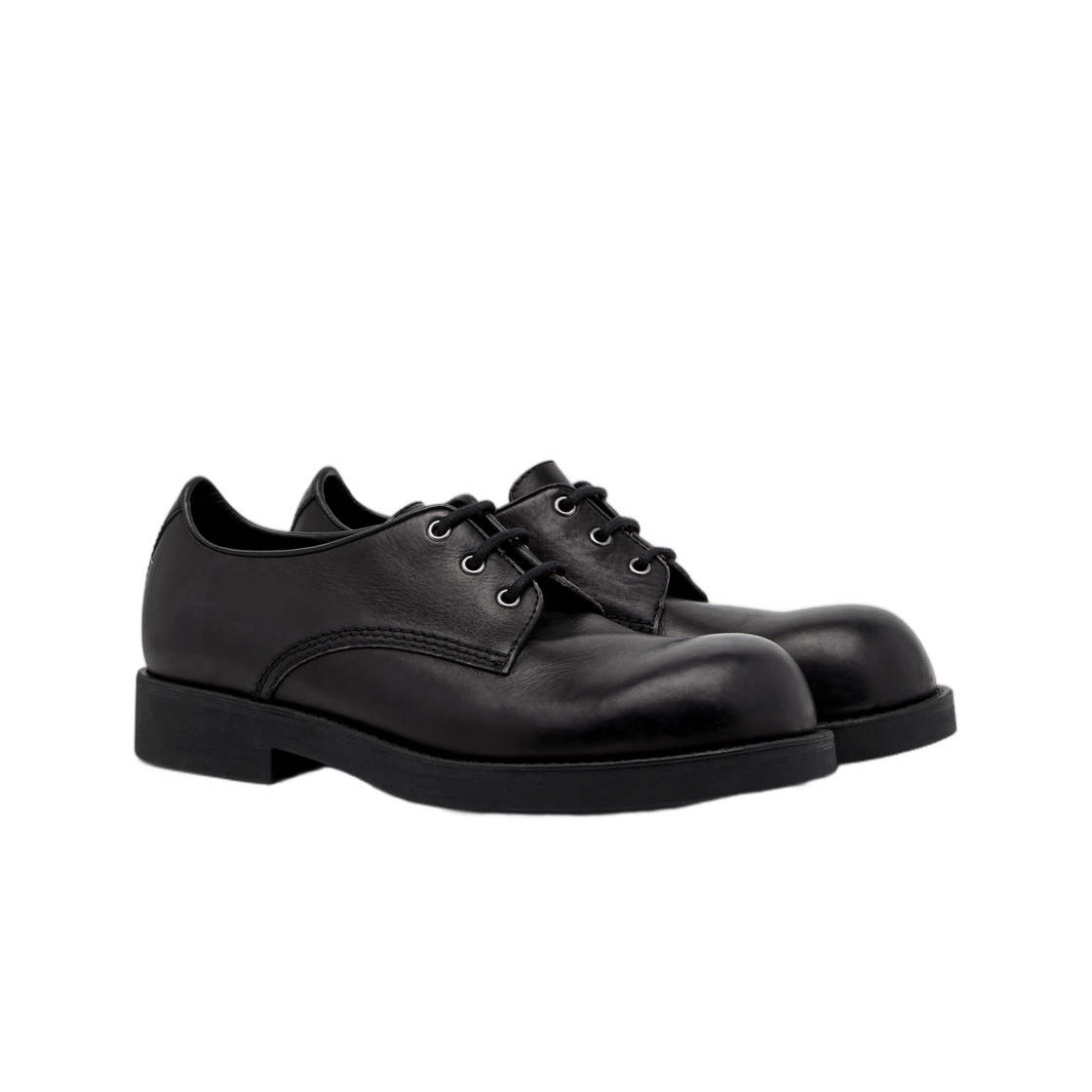 MM6 메종 마르지엘라 레더 바이커 레이스업 슈즈 블랙(MM6 Maison Margiela Leather Biker Lace-Up Shoes Black) - 2