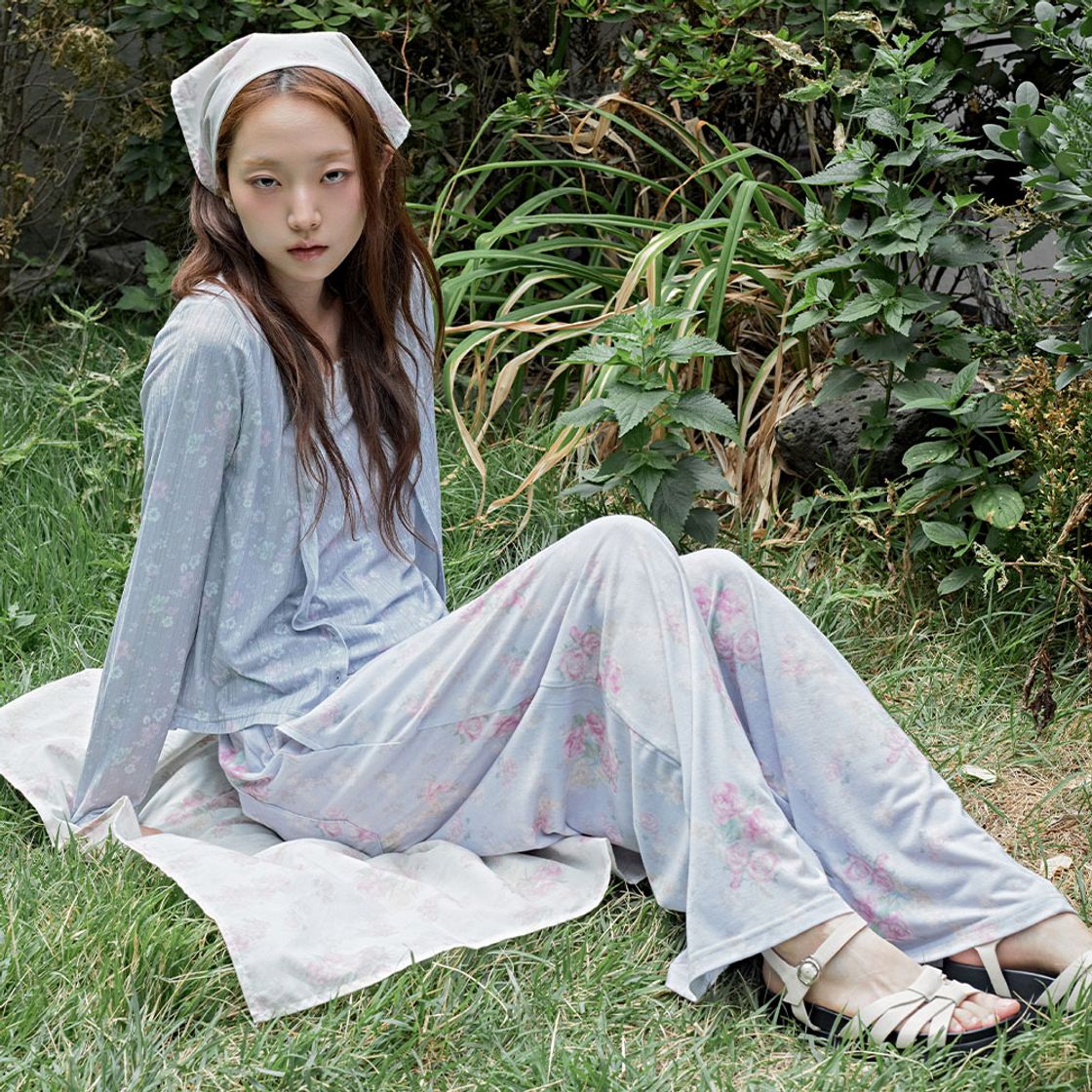 뮤즈무드 로즈 레터 와이드 밴딩 팬츠(Musemood Rose Letter Wide Pants) - 5