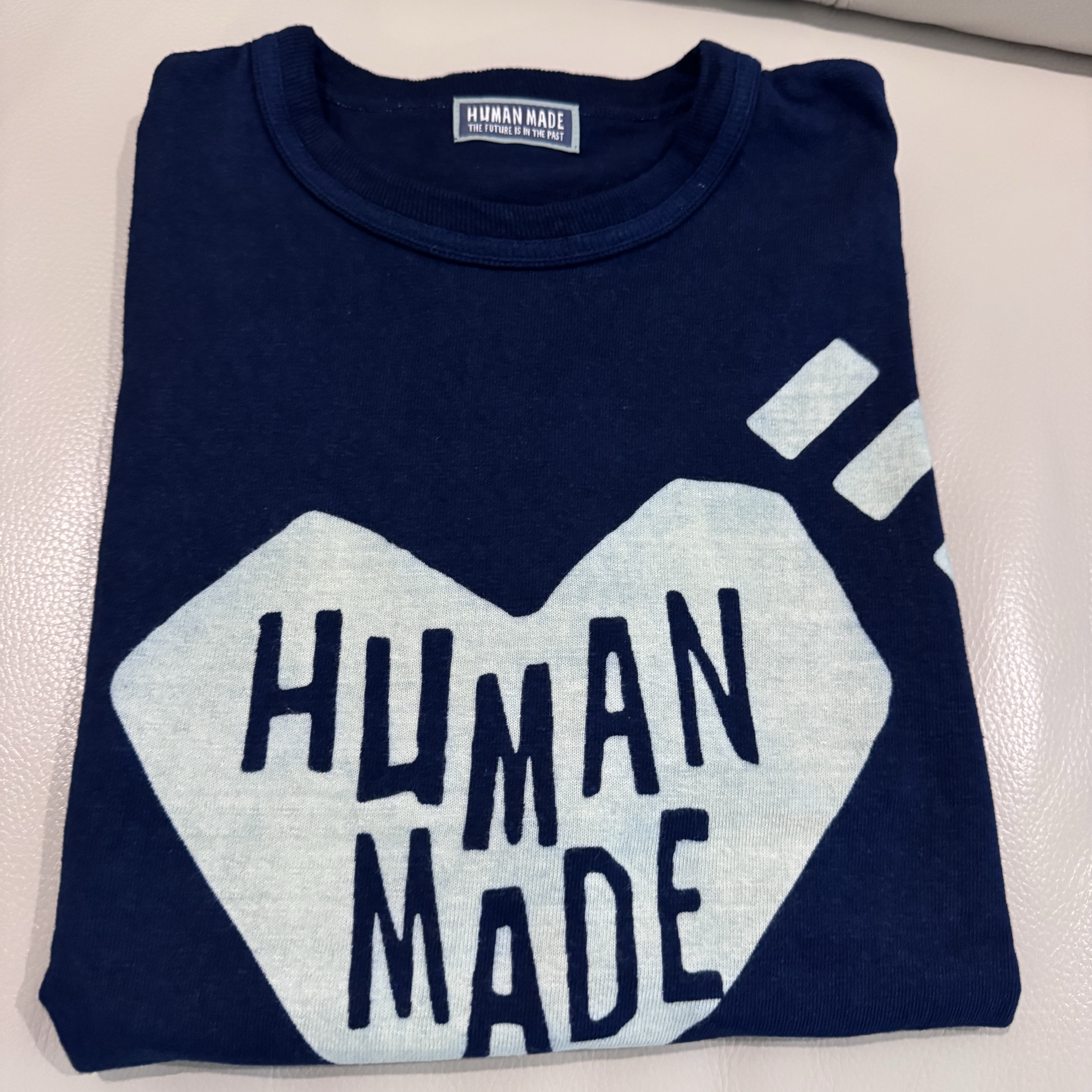 Human Made Ningensei Aizome Heart T-Shirt Indigo 착용 스타일