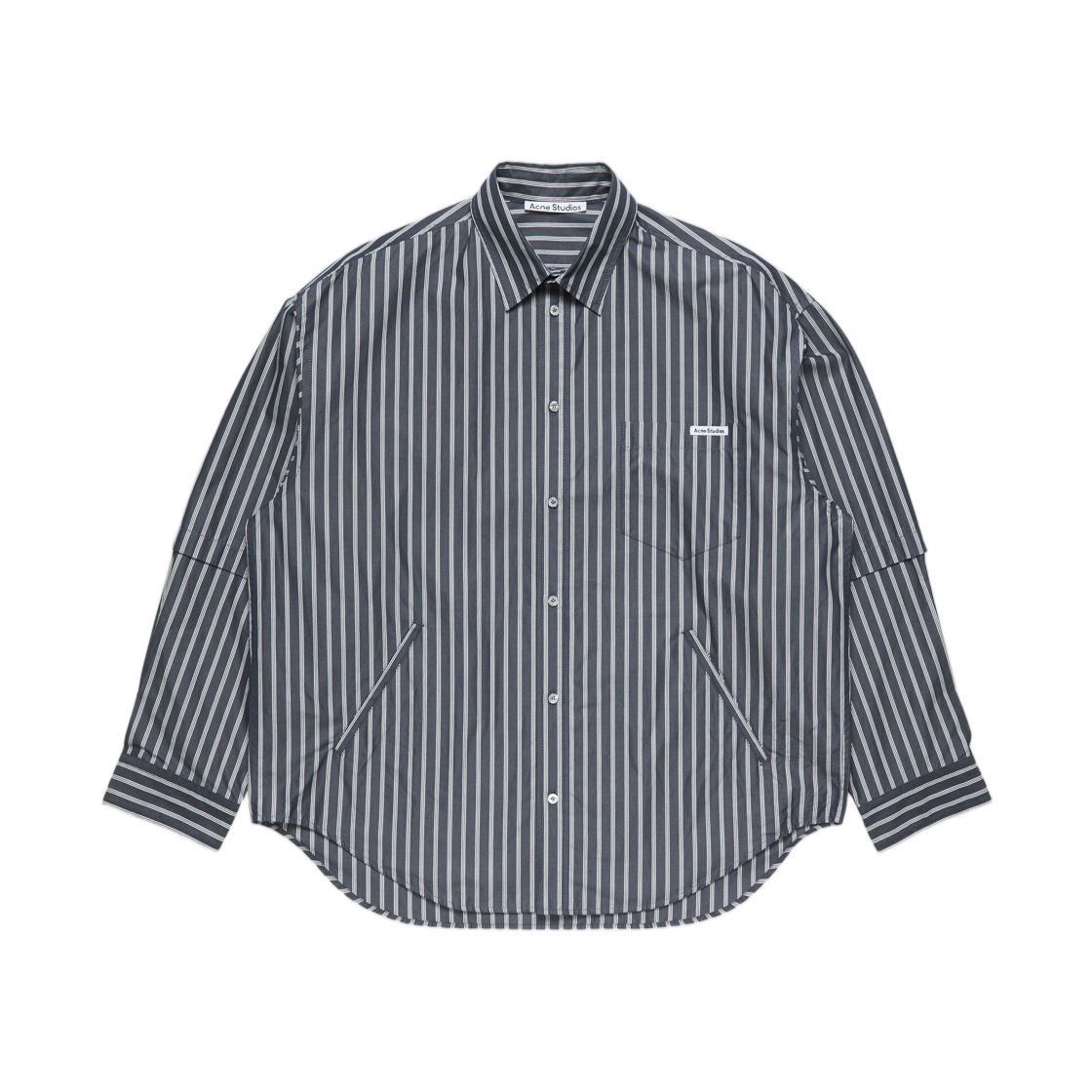 BB0670-AF2 Acne Studios Double Sleeve Striped Shirt Blue White
