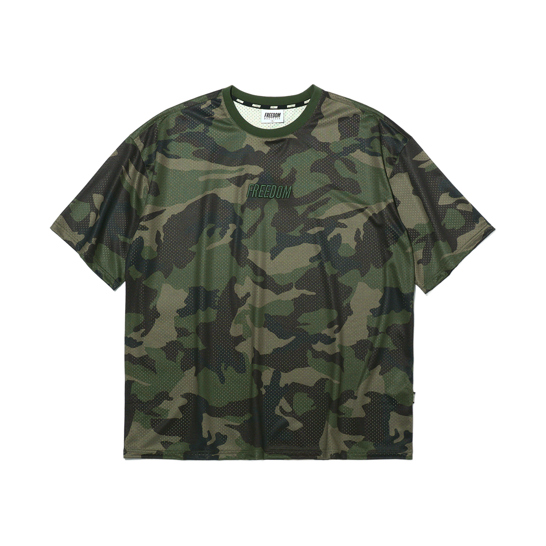 FD26MMTS069DCM FREEDOM Freedom Logo Mesh Oversized T-shirt Deep Camo