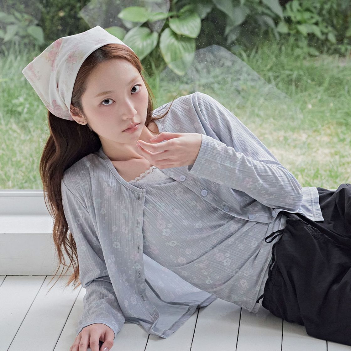 뮤즈무드 알로하 플라워 가디건 나시 세트(Musemood Aloha Flower Cardigan & Cami Set) - 6