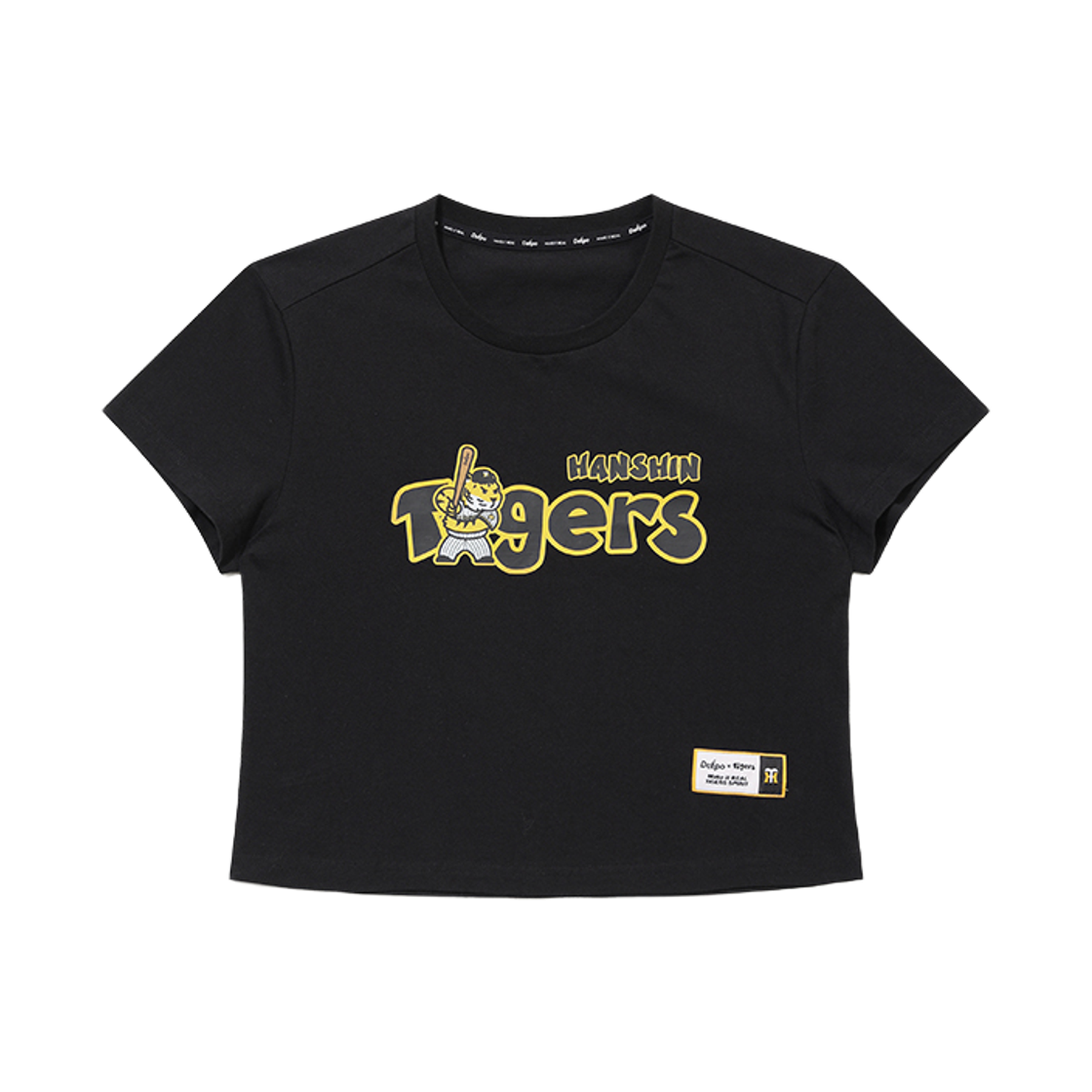 디에포 x 한신 타이거즈 콜라보 캐릭터 크롭티셔츠 블랙(DeEpo x Hanshin Tigers Collabo Character Cropped T-Shirts Black)