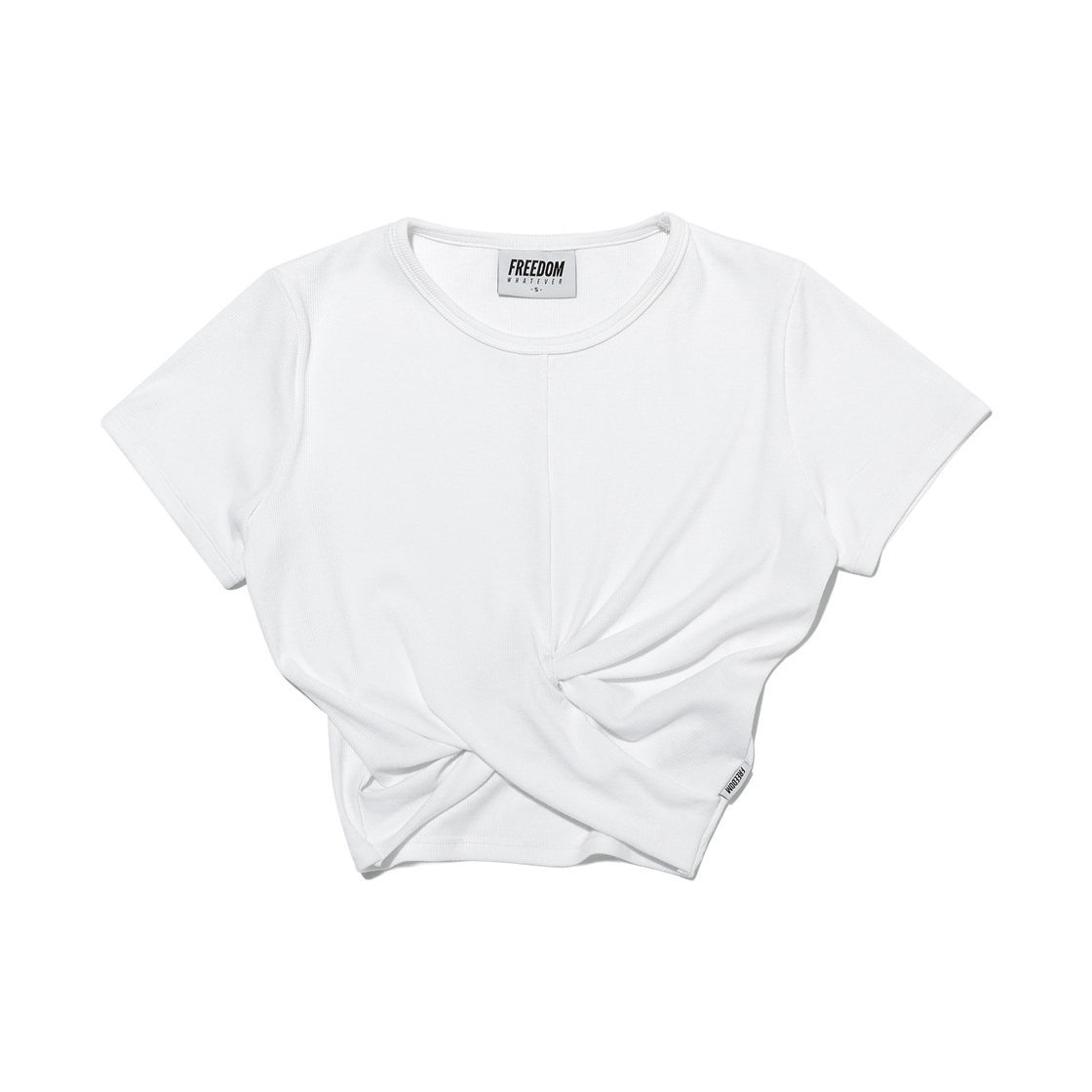 FD26MWTS0430WH FREEDOM Ribbed Twist Crop Short Sleeve White
