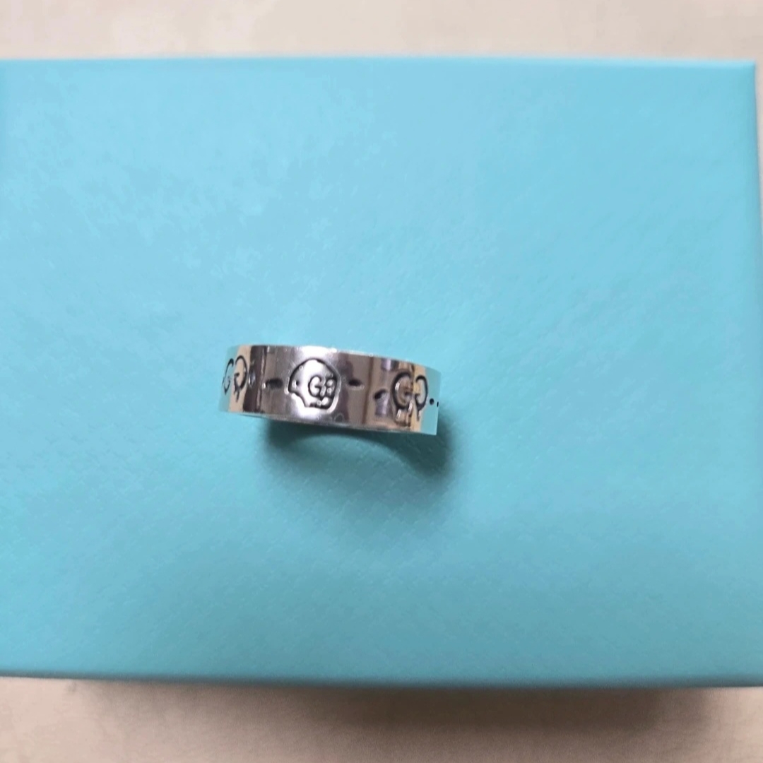 Gucc Ghost Ring 6mm in 925 Sterling Silver Size 13, Gucci Ghost Ring Silver 3.8mm 착용 스타일 - 1