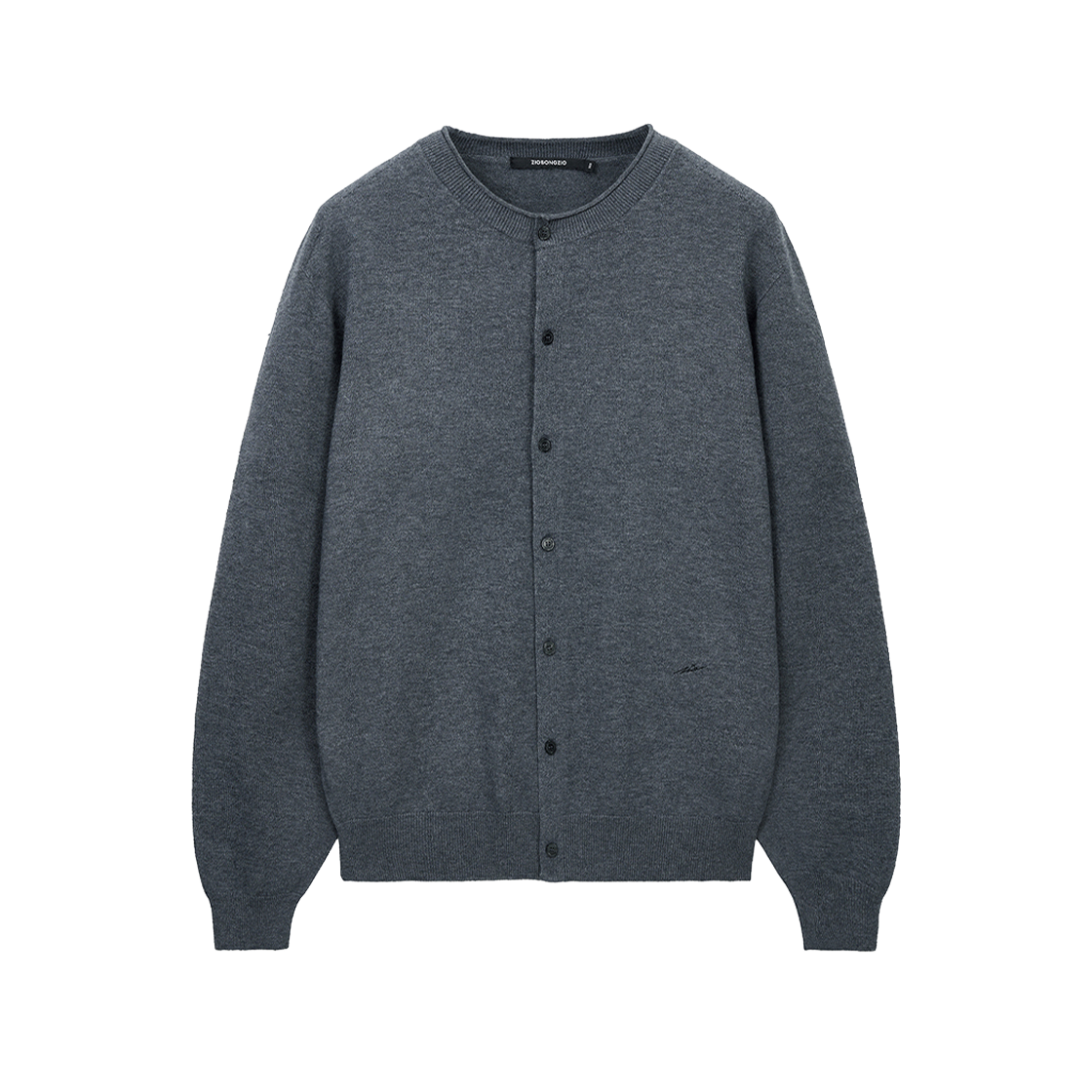 지오송지오 타임리스 홀가먼트 카라리스 가디건 차콜 ZI2KT291CH(ZIOSONGZIO Timeless Wholegarment Collarless Cardigan Charcoal)