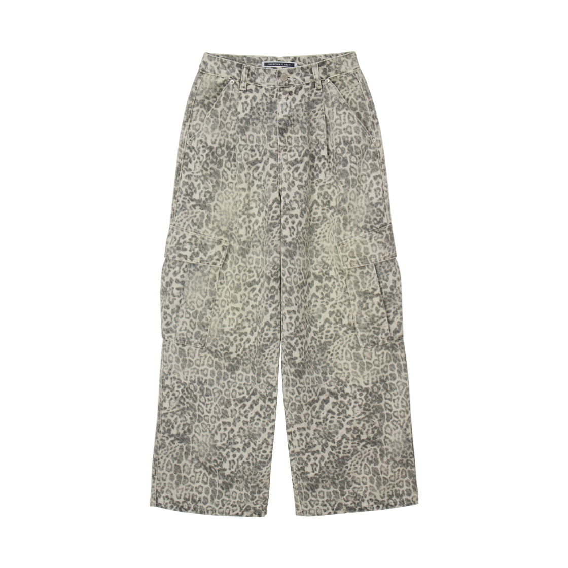 언노운플라넷 레오파드 와이드 카고 팬츠 그레이(UNKNOWN PLANET Leopard Wide Cargo Pants Gray)