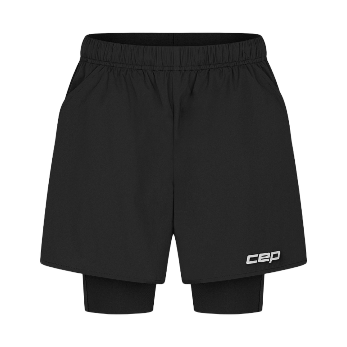 (W) CEP 코어 런 쇼츠 2 in 1 블랙((W) CEP Core Run Shorts 2 in 1 Black) - 1