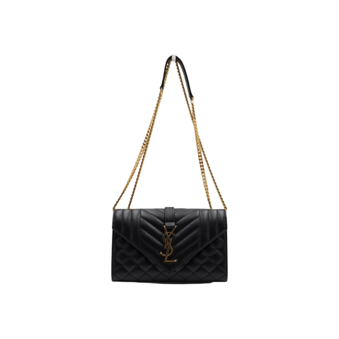 ITAWQ6UMPJ5N Saint Laurent Monogram Quilted Envelope Shoulder Bag with Gold Chain
