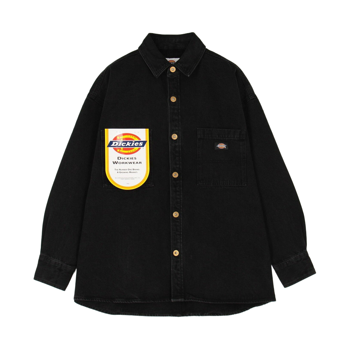 (W) 디키즈 데님 와이드 셔츠 자켓 블랙((W) Dickies Denim Wide Shirt Jacket Black) - 1