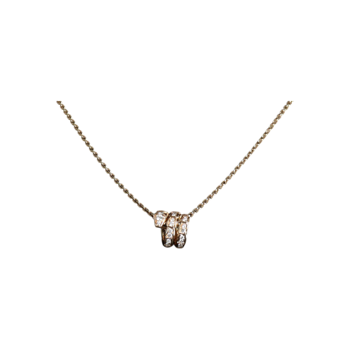 ITJ5SC3IETLM Bvlgari Serpenti Viper 18K Rose Gold Necklace 0.63CT Full Pave Diamonds