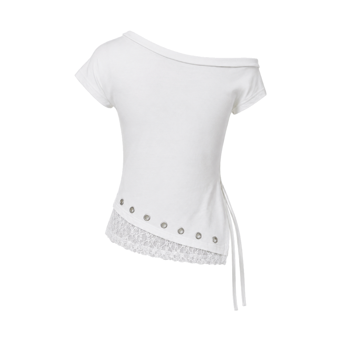 이유씨티 레이스 사이드 슬릿 티셔츠 - 아이보리(EUCT Lace Side Slit T-Shirt - Ivory) - 2