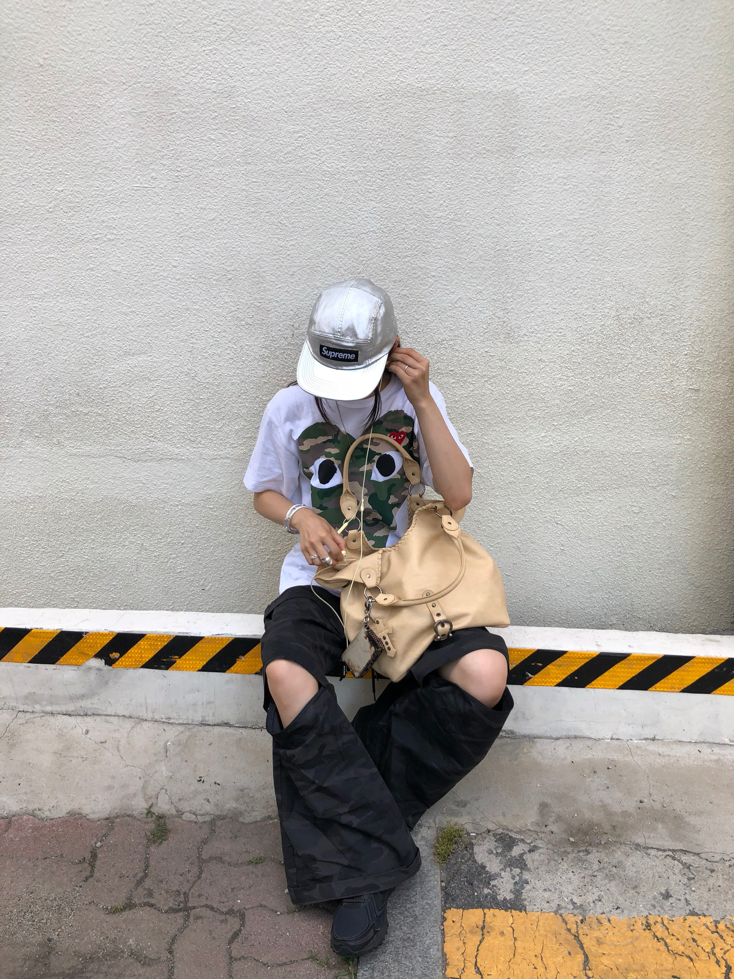 Supreme Washed Chino Twill Camp Cap Silver - 25SS, Hysteric Glamour You Pay Necklace Silver 착용 스타일 - 5