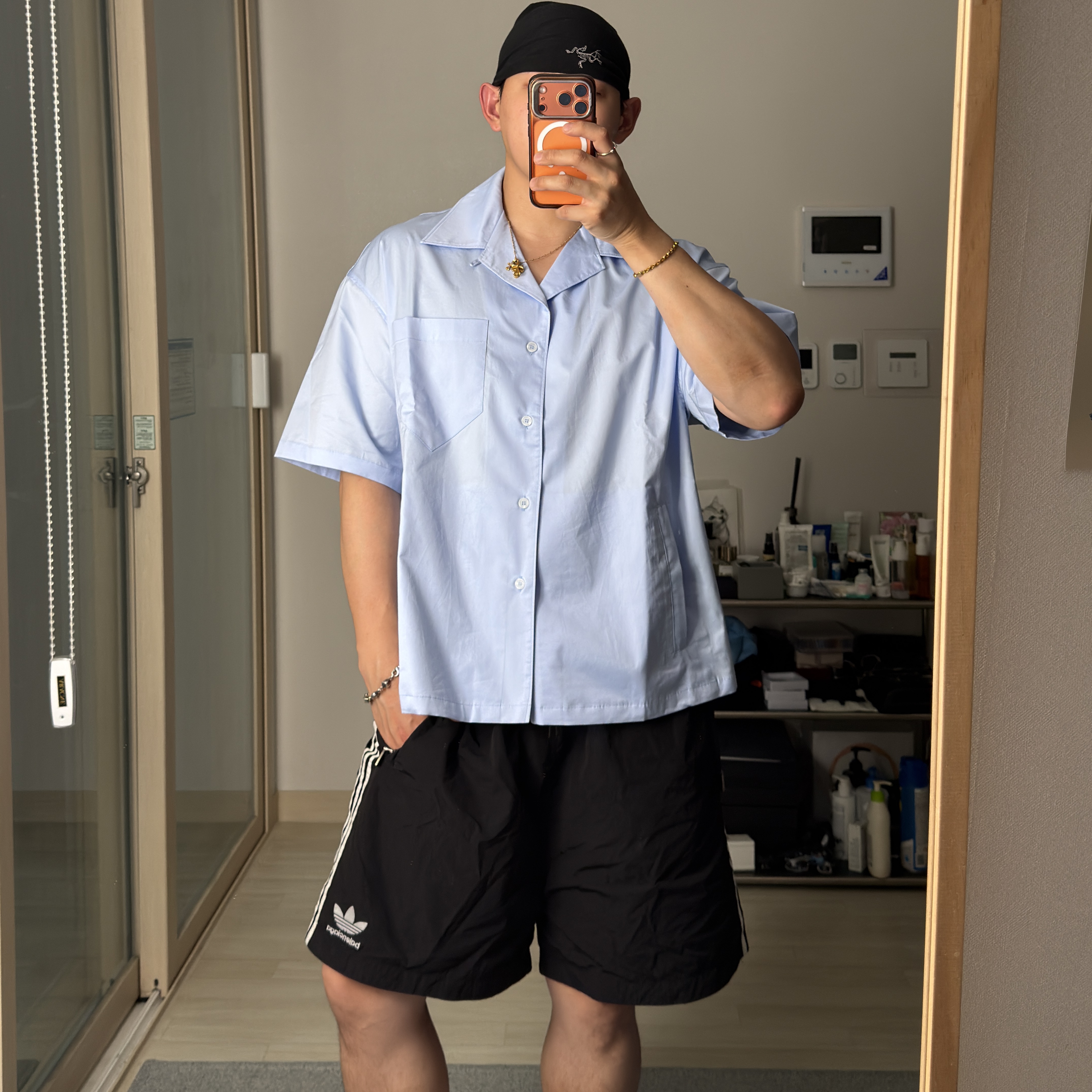 Nonnod Vacation Shirt Blue 착용 스타일 - 2