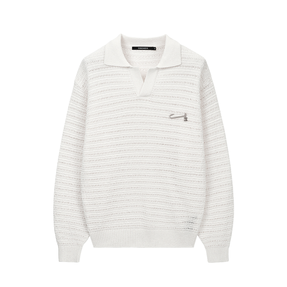 지오송지오 트위드 오픈카라 오프화이트 ZI2KT205OW(ZIOSONGZIO Tweed Open Collar Knit Off White)