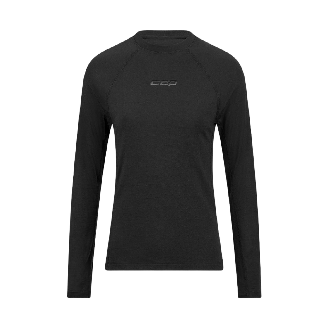 (W) CEP 코어 런 메리노 베이스 레이어 셔츠 롱슬리브 블랙((W) CEP Core Run Merino Base Layer Shirt Long Sleeve Black)