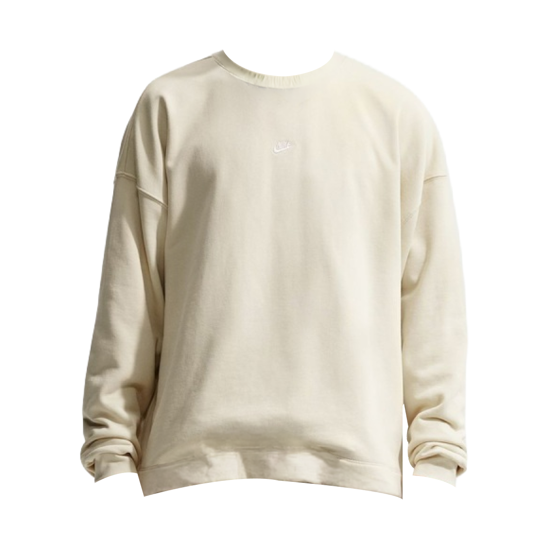 IF0748-229 Nike NSW Club Oversized French Terry Crewneck Sweatshirt Light Khaki White - Asia