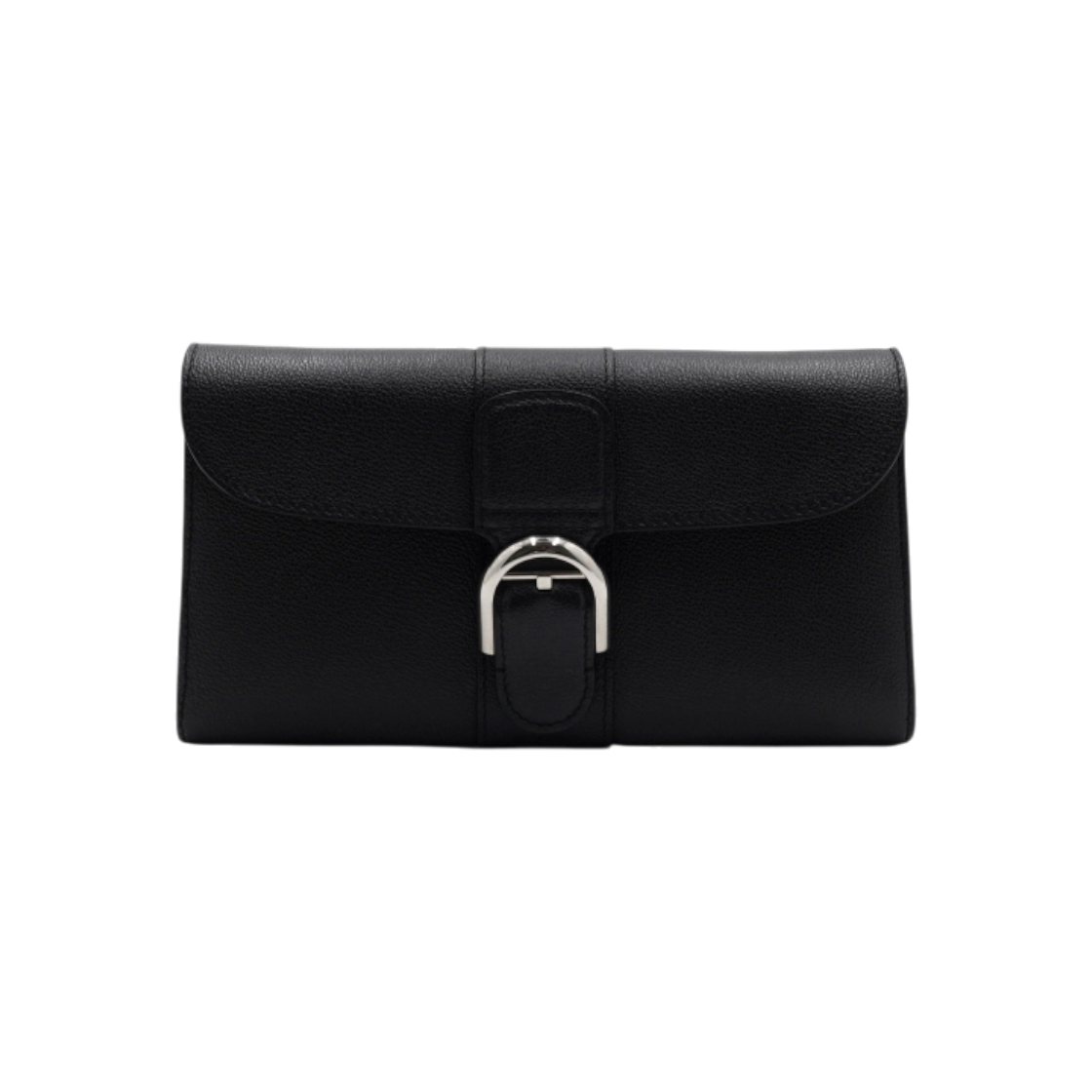 ITOQ33HH79VL Delvaux Black Rodeo Calf Brillant Long Wallet & Silver Chain WOC Crossbody Bag