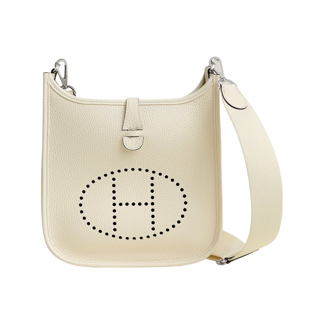 H087941CKS0 Hermes Evelyne 23 Poche III Bag Clemence & Palladium Cream