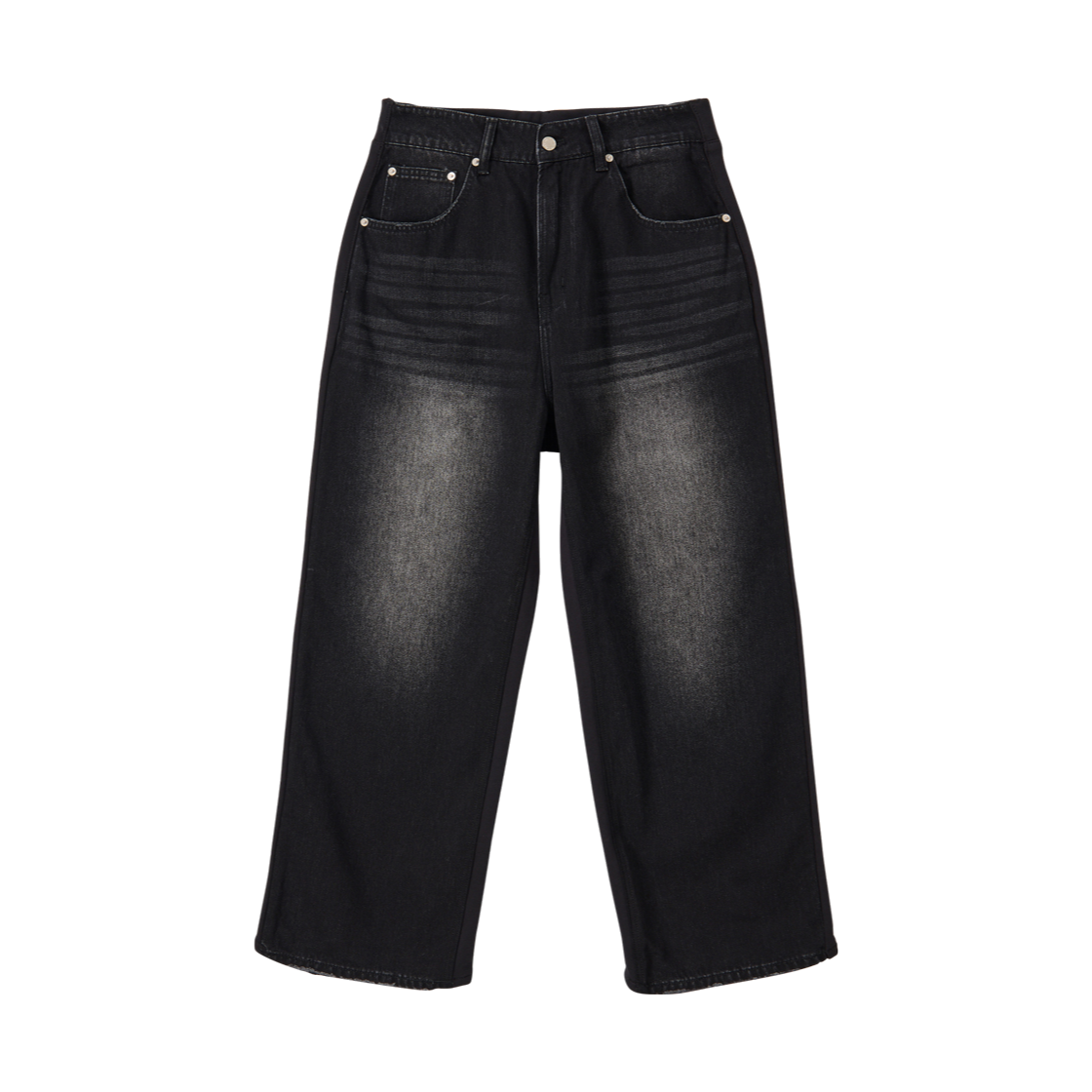 언노운플라넷 스웻팬츠 배색 밴딩 데님 팬츠 샌드 블랙(UNKNOWN PLANET Color-blocked banding sweatpants denim pants sand black)