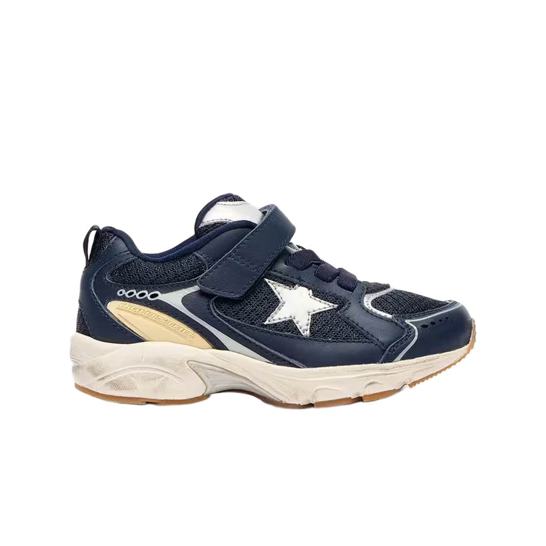 GJF00724-F007606-50946 (Kids) Golden Goose Lightstar Grey Leather Star Blue Leather Mesh