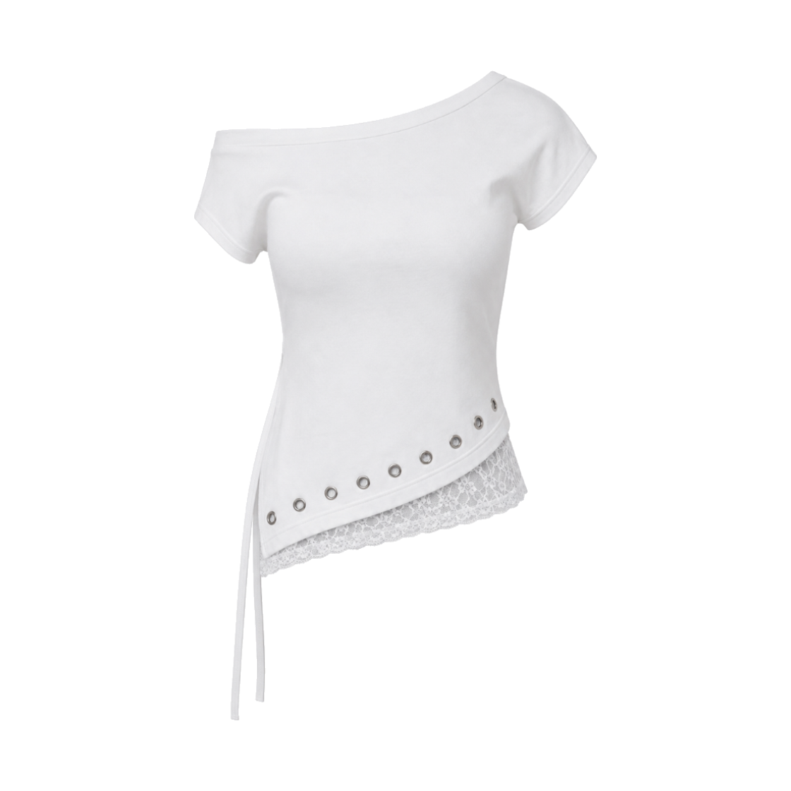 이유씨티 레이스 사이드 슬릿 티셔츠 - 아이보리(EUCT Lace Side Slit T-Shirt - Ivory) - 1